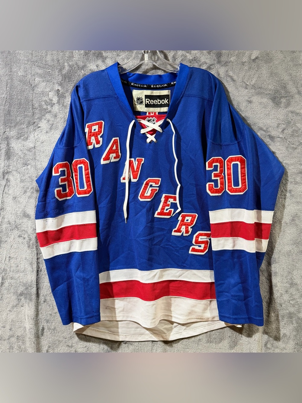 New York Rangers Lundqvist #30 Home Jersey Reebok CCM NHL Hockey Men Large Loose